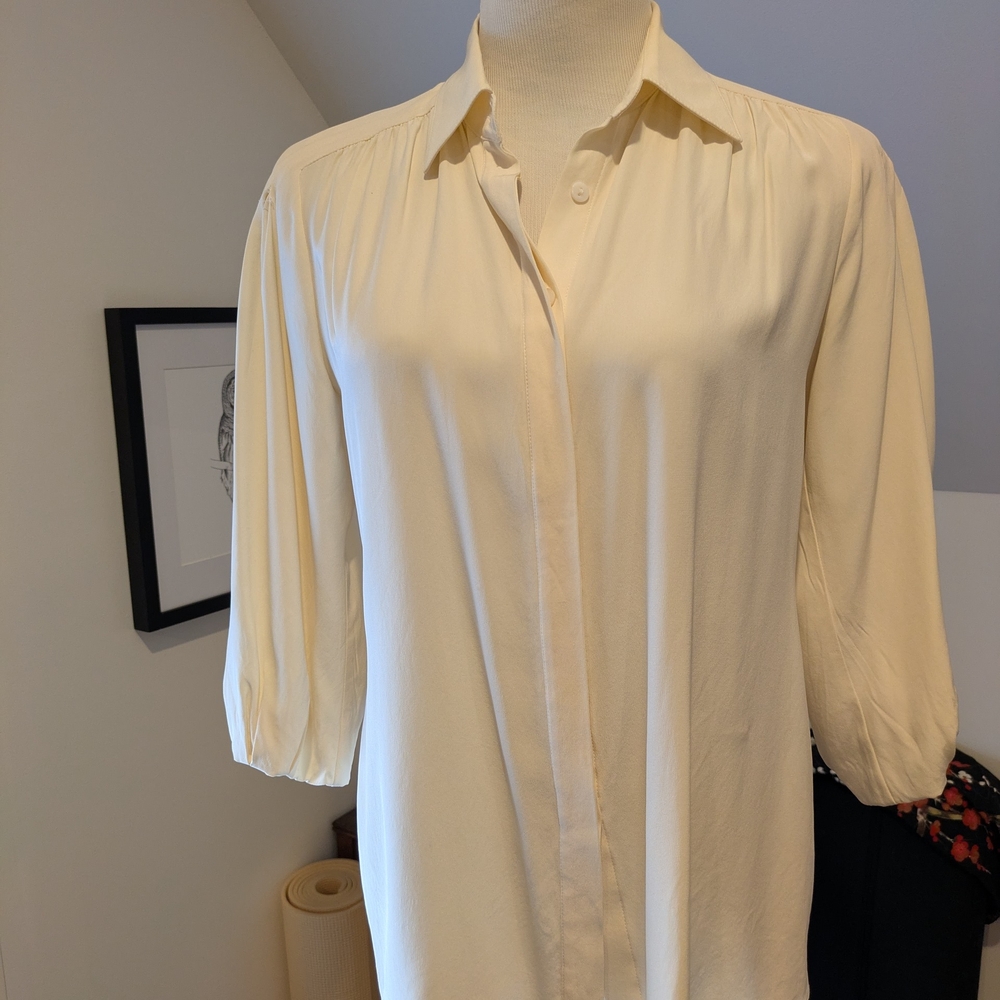 Vanessa Bruno Silk Blousson 3/4 Sleeve Cream Blouse
